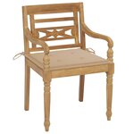 vidaXL Chaises Batavia avec coussins 4 Pièces Bois de teck solide