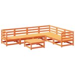 vidaXL Salon de jardin 7 Pièces cire marron bois de pin massif