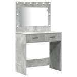 Ensemble coiffeuse 3 pièces avec LED en bois gris béton