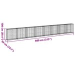 vidaXL Panier gabion avec couvercle 800x50x100 cm fer galvanisé