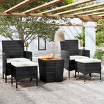 vidaXL Ensemble de bistro de jardin 5Pièces Résine tressée et acacia Noir