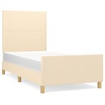 vidaXL Cadre de lit avec tête de lit Crème 100x200 cm Tissu