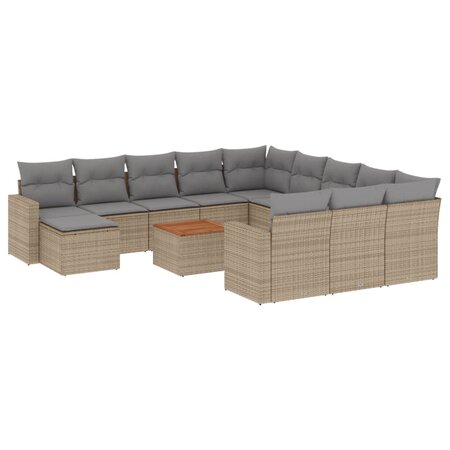 vidaXL Salon de jardin avec coussins 13 Pièces beige résine tressée