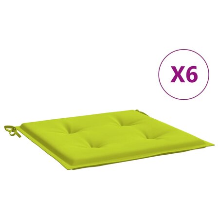 vidaXL Coussins de chaise de jardin lot de 6 vert vif 50x50x3 cm