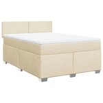 vidaXL Sommier à lattes de lit avec matelas Crème 140x190 cm Tissu