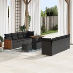 Ensemble de canapé de jardin 11 pièces vidaXL avec coussins Noir Poly Rotin Acacia