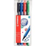 Pochette x 4 stylos-feutres pointmax - vert de glace + vert clair + rose + lilas stabilo