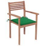 vidaXL Chaises de jardin 2 Pièces avec coussins vert Bois de teck massif