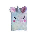 Carnet de notes peluche - 15 x 21 cm - licorne