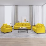 vidaXL Ensemble de canapés 3 Pièces avec coussins Jaune Velours