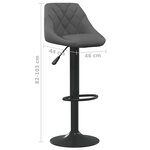 vidaXL Tabourets de bar lot de 2 gris foncé velours