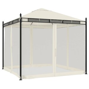 vidaXL Tonnelle avec parois en filet crème 2 93x2 93 m acier