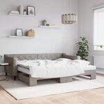 vidaXL Lit de jour avec gigogne et matelas taupe 90x200 cm tissu
