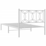 vidaXL Cadre de lit métal avec tête de lit blanc 100x190 cm