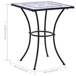 vidaXL Mobilier de bistro 3 Pièces mosaïque Carreau céramique Bleu Blanc