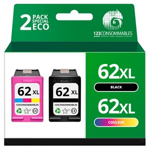 Pack 2 Cartouches compatibles HP 62 XL