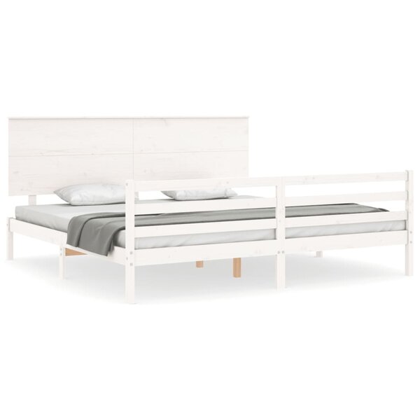 vidaXL Cadre de lit avec tête de lit blanc 200x200 cm bois massif