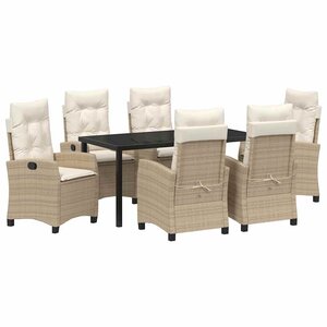 vidaXL Ensemble de salle à manger pour jardin 7 Pièces Beige polyrotin