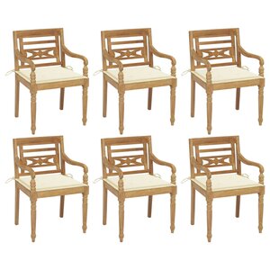 vidaXL Chaises Batavia avec coussins lot de 6 Bois de teck solide