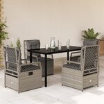 vidaXL Ensemble à manger de jardin et coussins 5 Pièces gris clair rotin