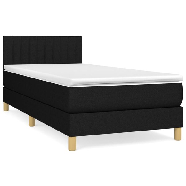 vidaXL Sommier à lattes de lit avec matelas Noir 90x200 cm Tissu