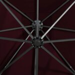 vidaXL Parasol déporté avec mât et lumières LED Rouge bordeaux 300 cm