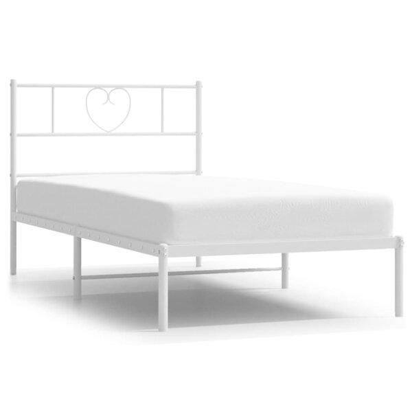 vidaXL Cadre de lit métal avec tête de lit blanc 107x203 cm