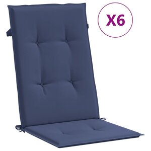 vidaXL Coussins de chaise à dossier haut lot de 6 bleu marine tissu