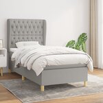vidaXL Sommier à lattes de lit avec matelas Gris clair 100x200cm Tissu