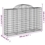 vidaXL Paniers à gabions arqués 15 Pièces 200x50x120/140 cm Fer galvanisé