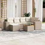 vidaXL Salon de jardin avec coussins 7 Pièces beige résine tressée