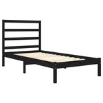 vidaXL Cadre de lit Noir Bois massif 75x190 cm Petit simple