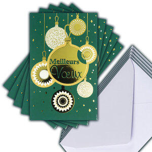 LOT 5 Cartes Meilleurs Vœux + 5 Enveloppes 4x9cm