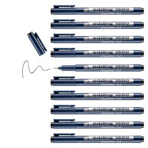 Feutre fin de précision 1880 noir (0.4) 0 45 mm x 10 EDDING