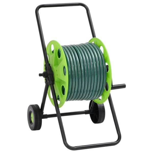 vidaXL Chariot enrouleur vert avec jeu de raccords de tuyaux 1 9cm 20m