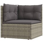 vidaXL Salon de jardin 4 Pièces avec coussins Gris Résine tressée