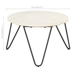 vidaXL Table basse Blanc 65x65x42 cm Pierre véritable texture marbre