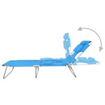 vidaXL Chaise longue pliable avec coussin de tête Acier Bleu turquoise