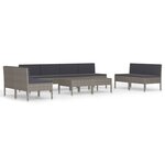 vidaXL Salon de jardin 10 Pièces avec coussins Résine tressée Gris