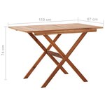 vidaXL Table de jardin 110x67x74 cm Bois d'acacia massif