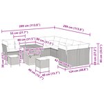Ensemble de Canapé de Jardin de 13 pièces avec Coussins gris Poly Rattan Acacia