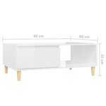 vidaXL Table basse Blanc brillant 90x60x35 cm Aggloméré