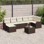 Ensemble de Canapés de Jardin de 7 Pièces avec Coussins en Rattan Poly Gris