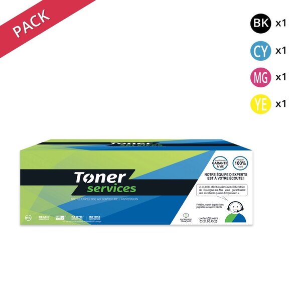 Oki C823 Pack de 4 cartouches de toner compatibles P4KOKT823NCMY