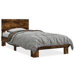 vidaXL Cadre de lit chêne fumé 90x190 cm bois d'ingénierie et métal