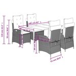vidaXL Ensemble à manger de jardin 5 Pièces et coussins marron poly rotin