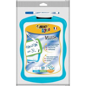 Ardoise Blanche 20 x 30 cm Double Face Uni / Quadrillé + 1 Marqueur Bleu VELLEDA
