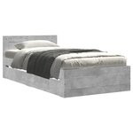 vidaXL Cadre de lit tête de lit gris béton 75x190 cm bois ingénierie