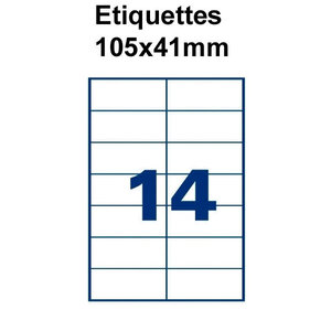 Étiquettes adhésives 105x41mm (140 étiquettes) - blanc - 10 feuilles -t3azur