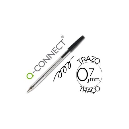 Stylo-bille écriture 0.7mm encre classique bille indéformable capuchon couleur encre noir Q-CONNECT